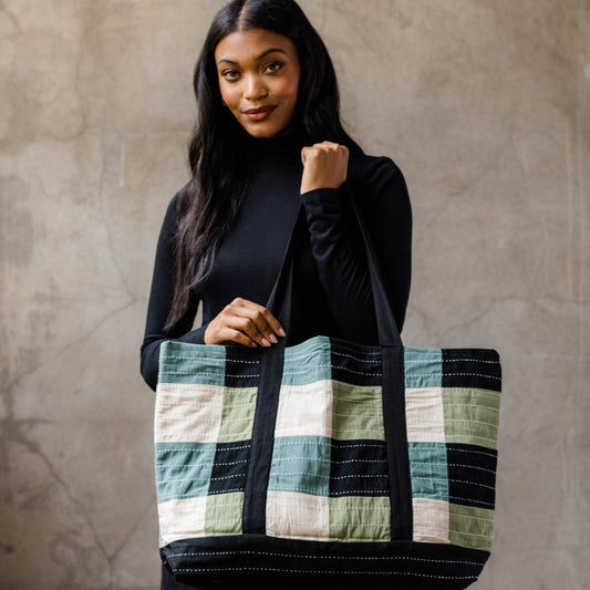 Fair Trade Handcrafted Green Tote Bag